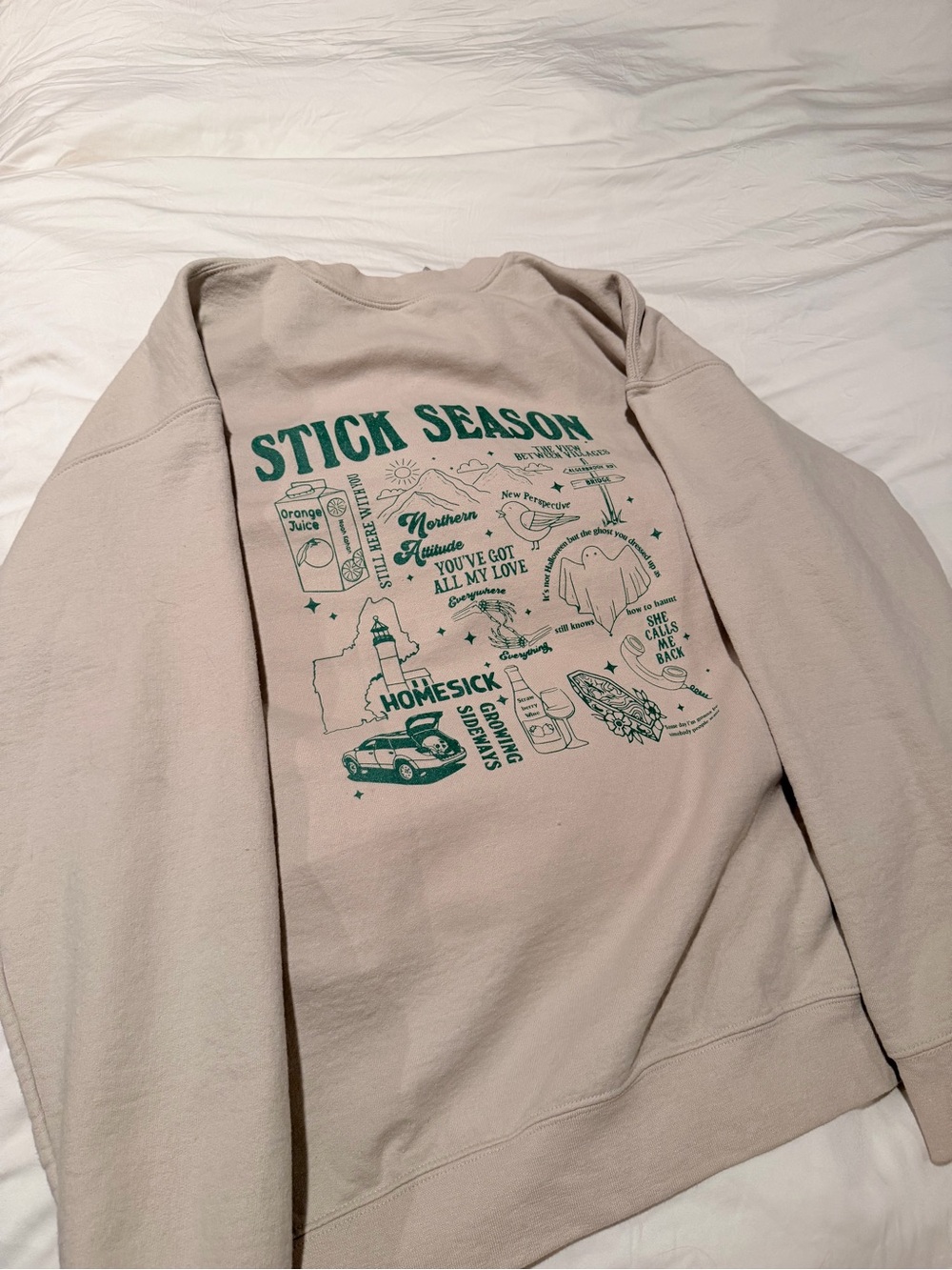 Noah Kahan Stick Season Graphic Crewneck Sweatshirt L